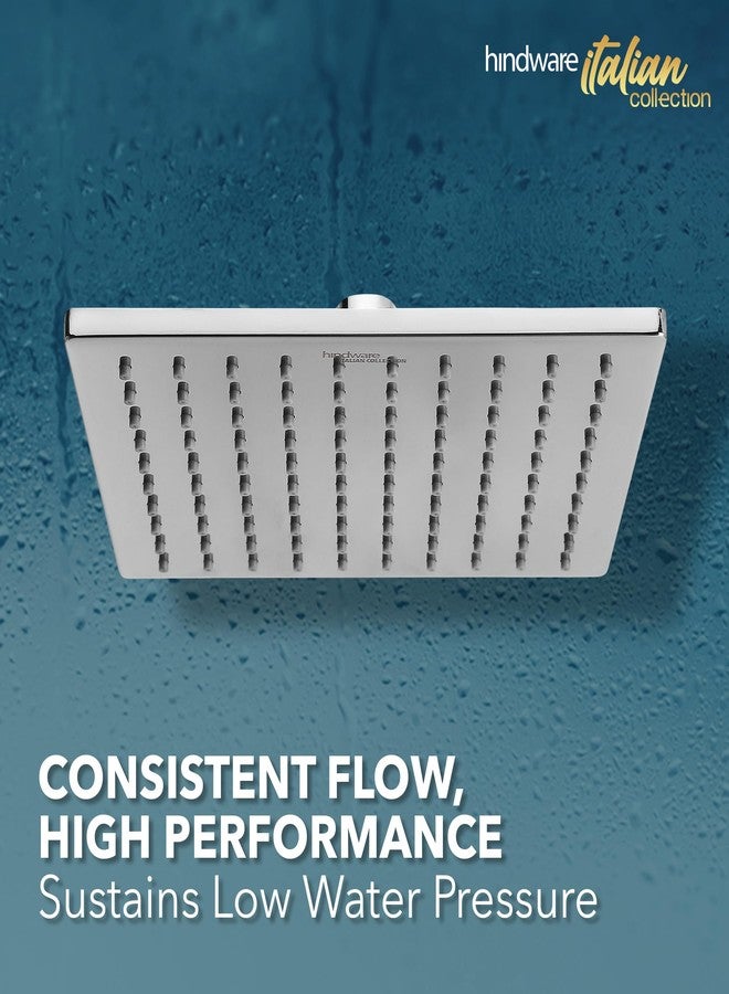 Hindware Stainless Steel 200 MM Easy Clean Rain Shower Without Shower Arm | Square Overhead Shower | Chrome Finish | 5-year Warranty - Image 5